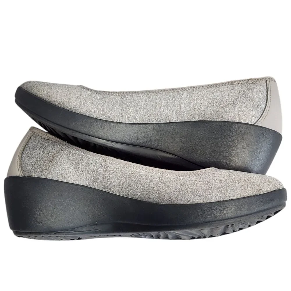 Crocs Busy Day Stretch Ballet Wedge Shoes Womens 9 Slip On Gray Dual Comfort